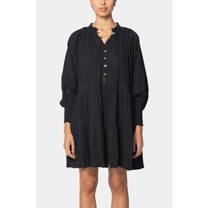 CLEOBELLA Black Cotton Meadow Mini Dress puff sleeve sz M